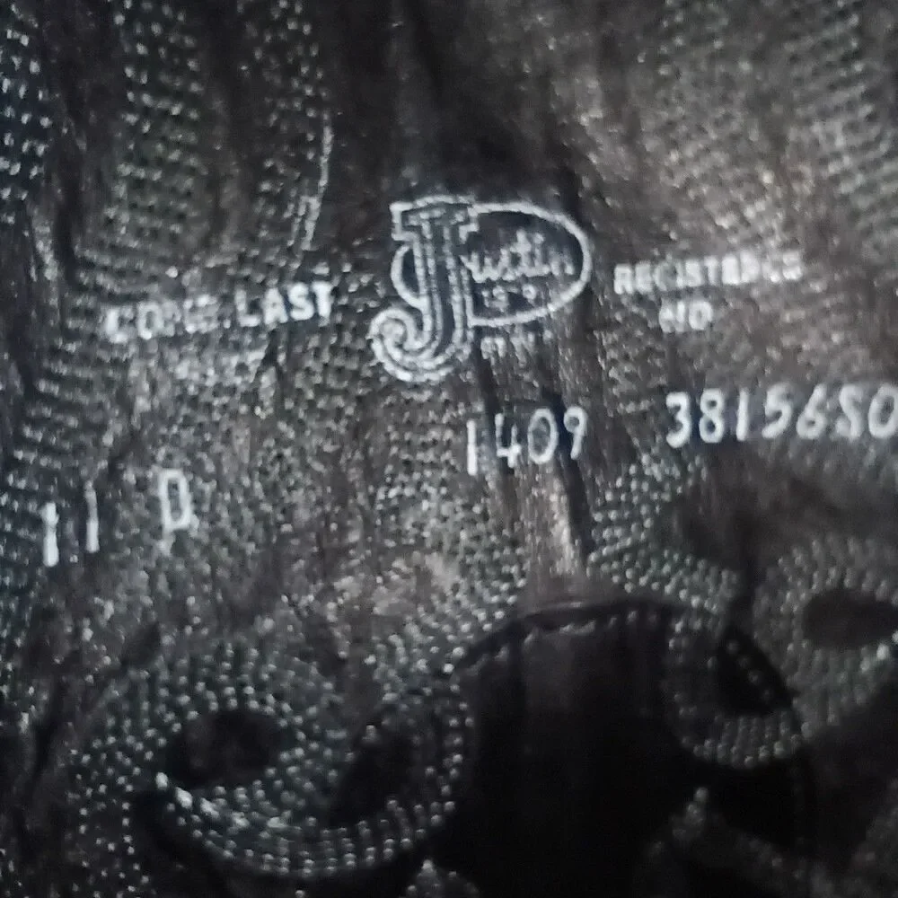 Justin Boots Mens Classic Western  Cowboy Boot Black 1409 Sz 11 D